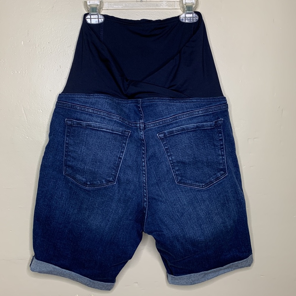 ISABEL Maternity Jean Shorts BERMUDA Cuffed Modest Stretchy Denim 10